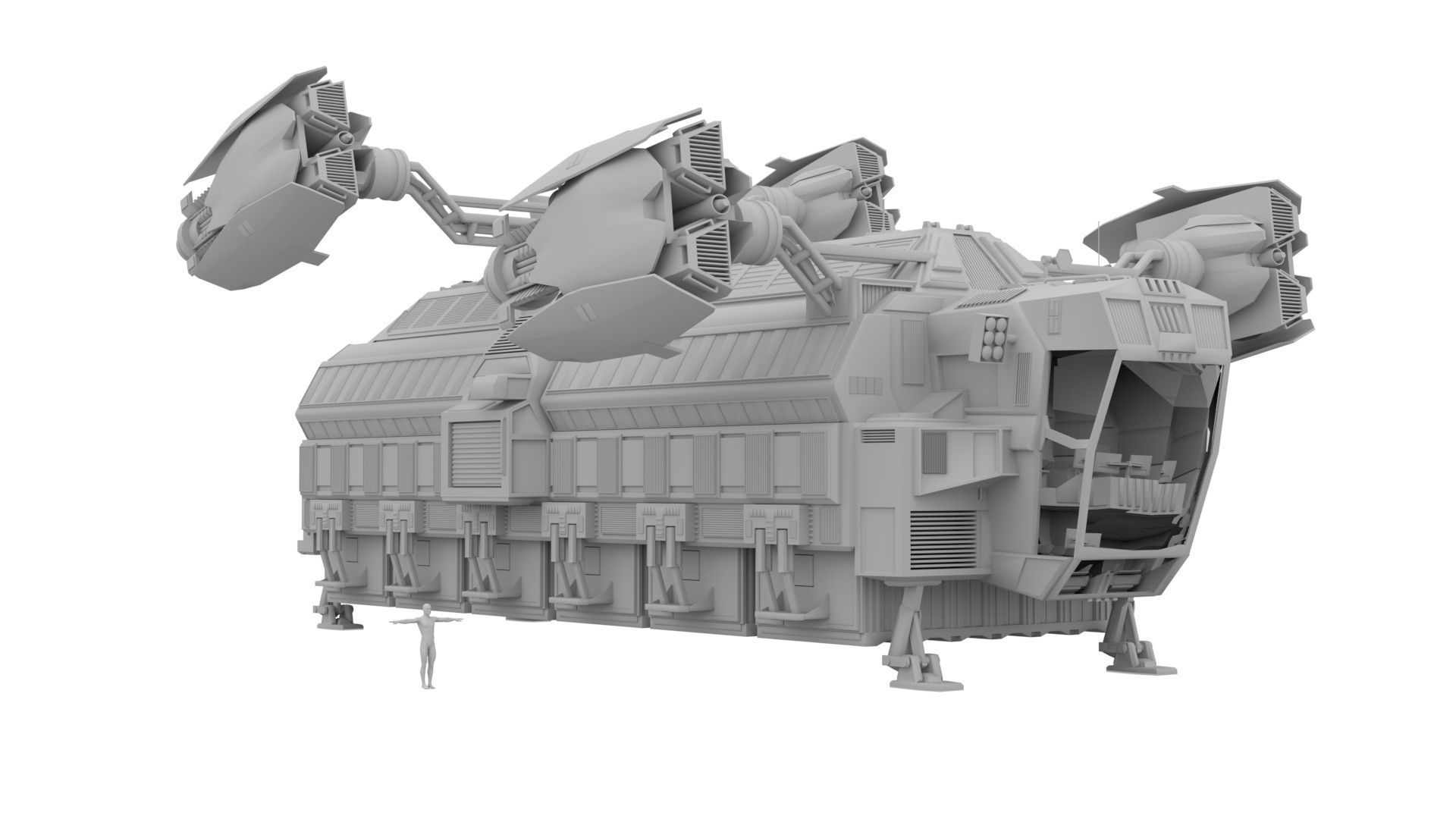 Sci Fi Spaceship - Cargo Ship - 3D model_6