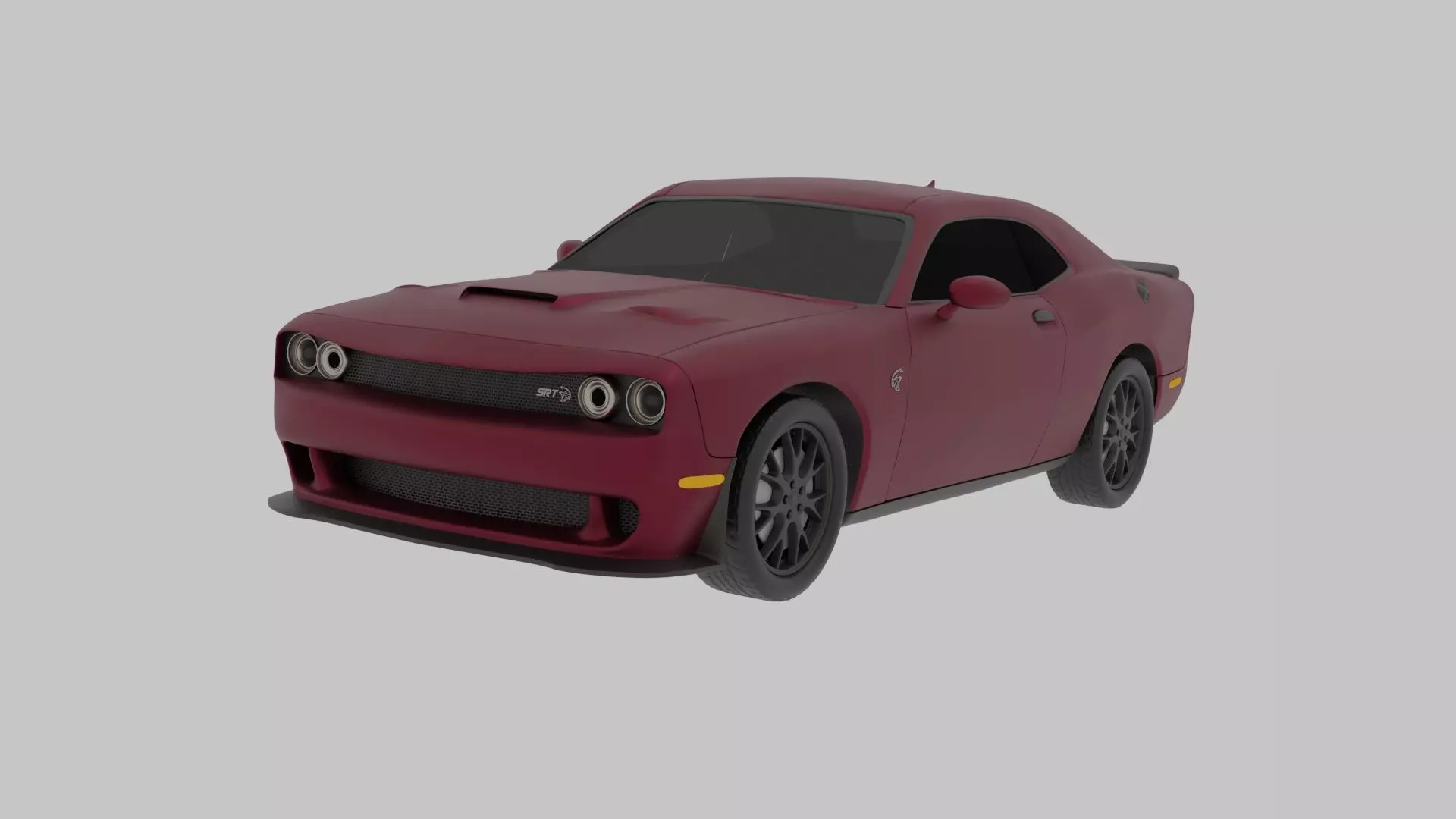 Dodge challenger SRT Hellcat with wheel animation 3D model_0