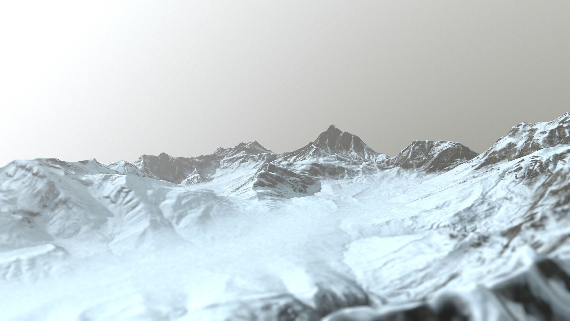 Snow Mountains Low-poly 3D model_1
