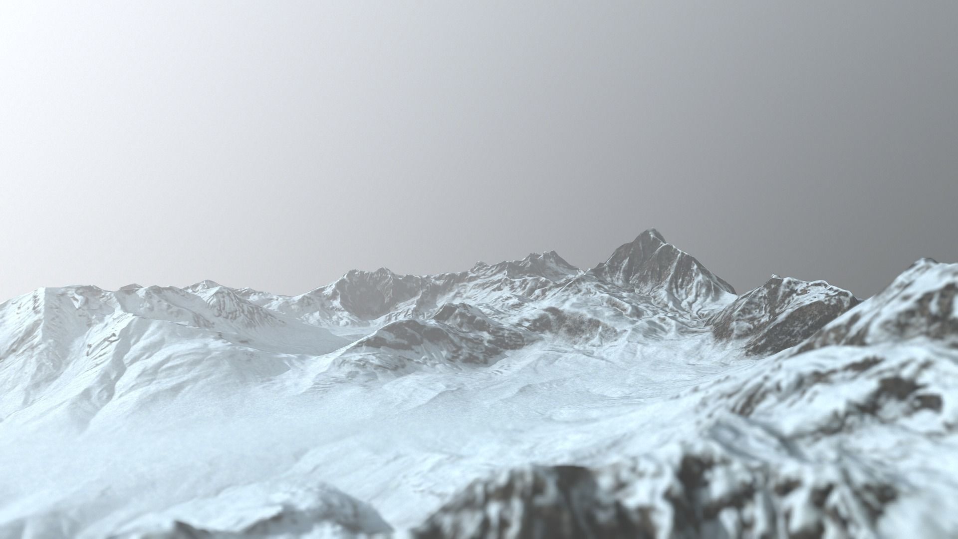 Snow Mountains Low-poly 3D model_2