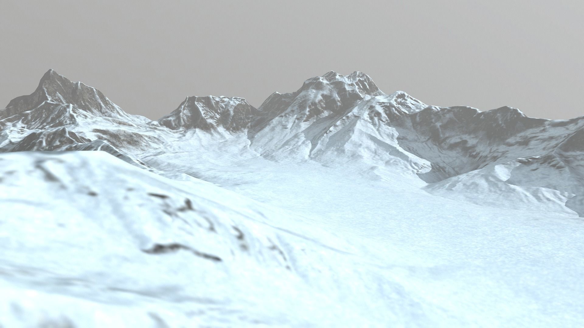 Snow Mountains Low-poly 3D model_5