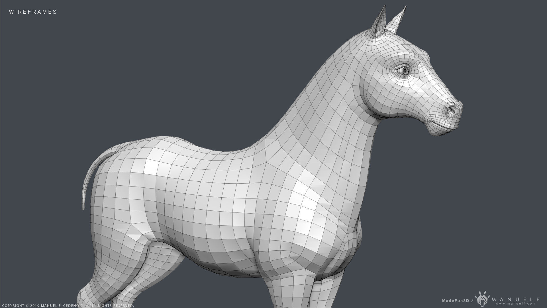 Stylized Cartoon Horse Low-poly 3D model_16