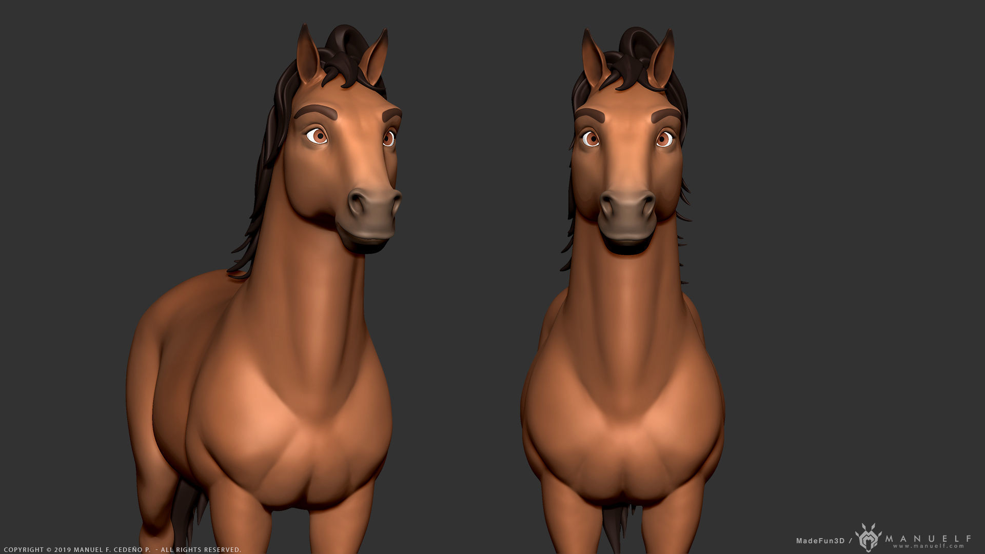 Stylized Cartoon Horse Low-poly 3D model_10