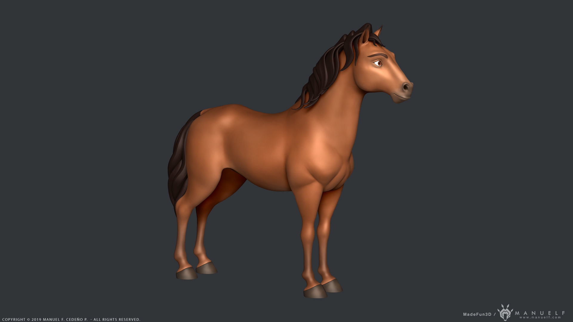 Stylized Cartoon Horse Low-poly 3D model_1