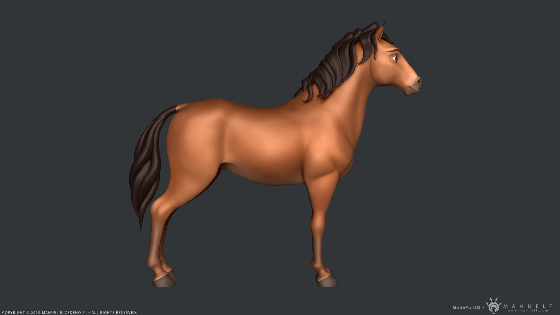 Stylized Cartoon Horse Low-poly 3D model_2