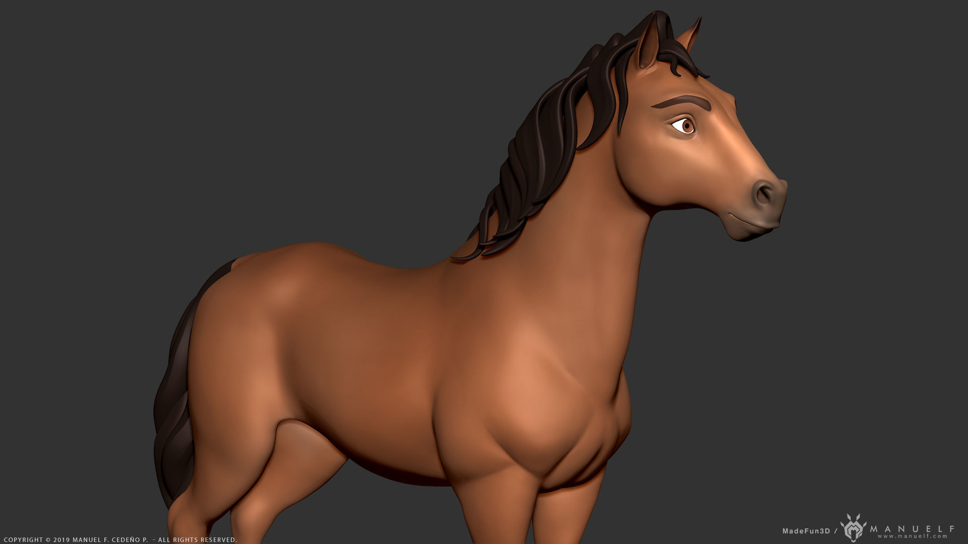 Stylized Cartoon Horse Low-poly 3D model_9