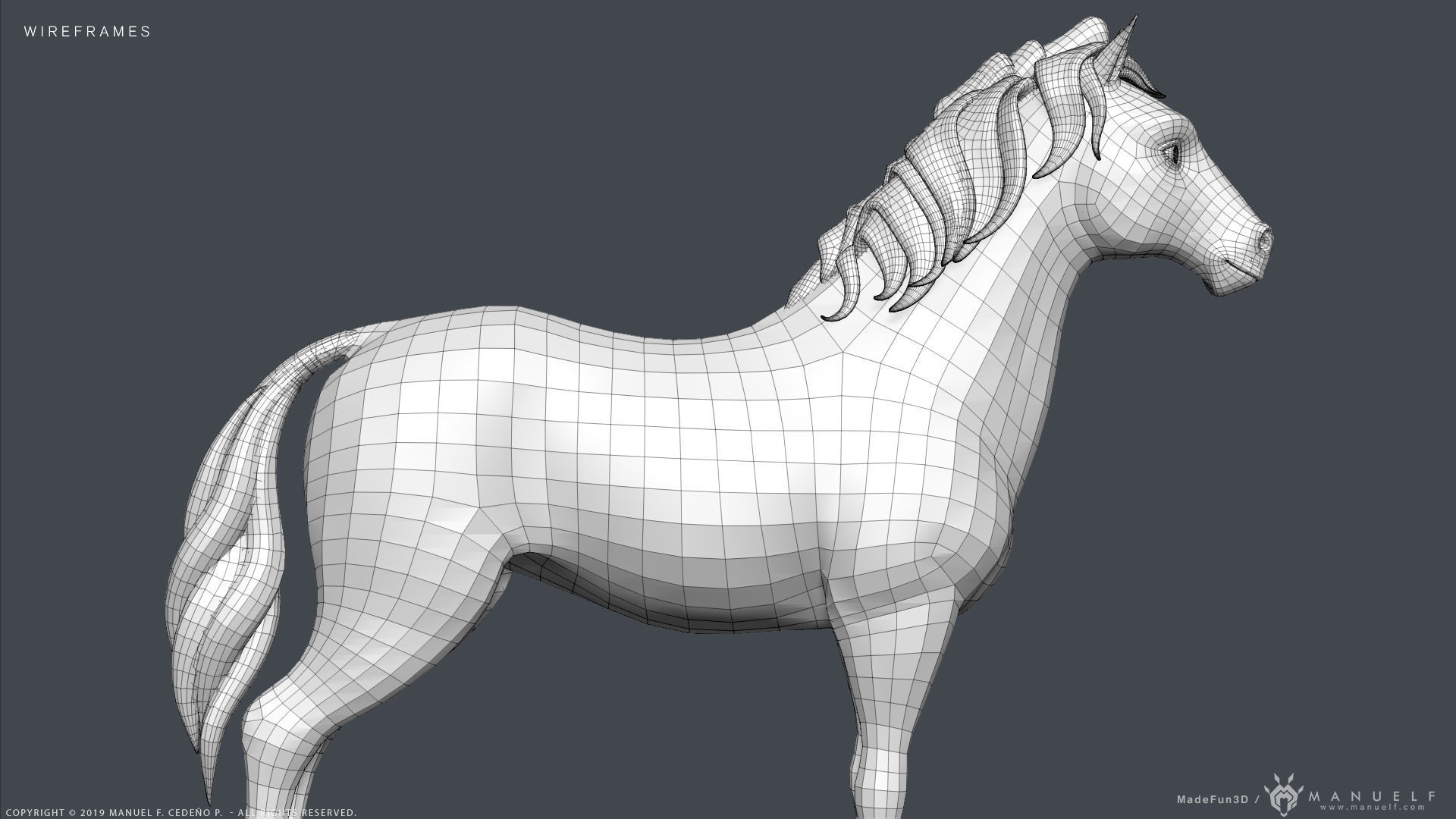 Stylized Cartoon Horse Low-poly 3D model_22