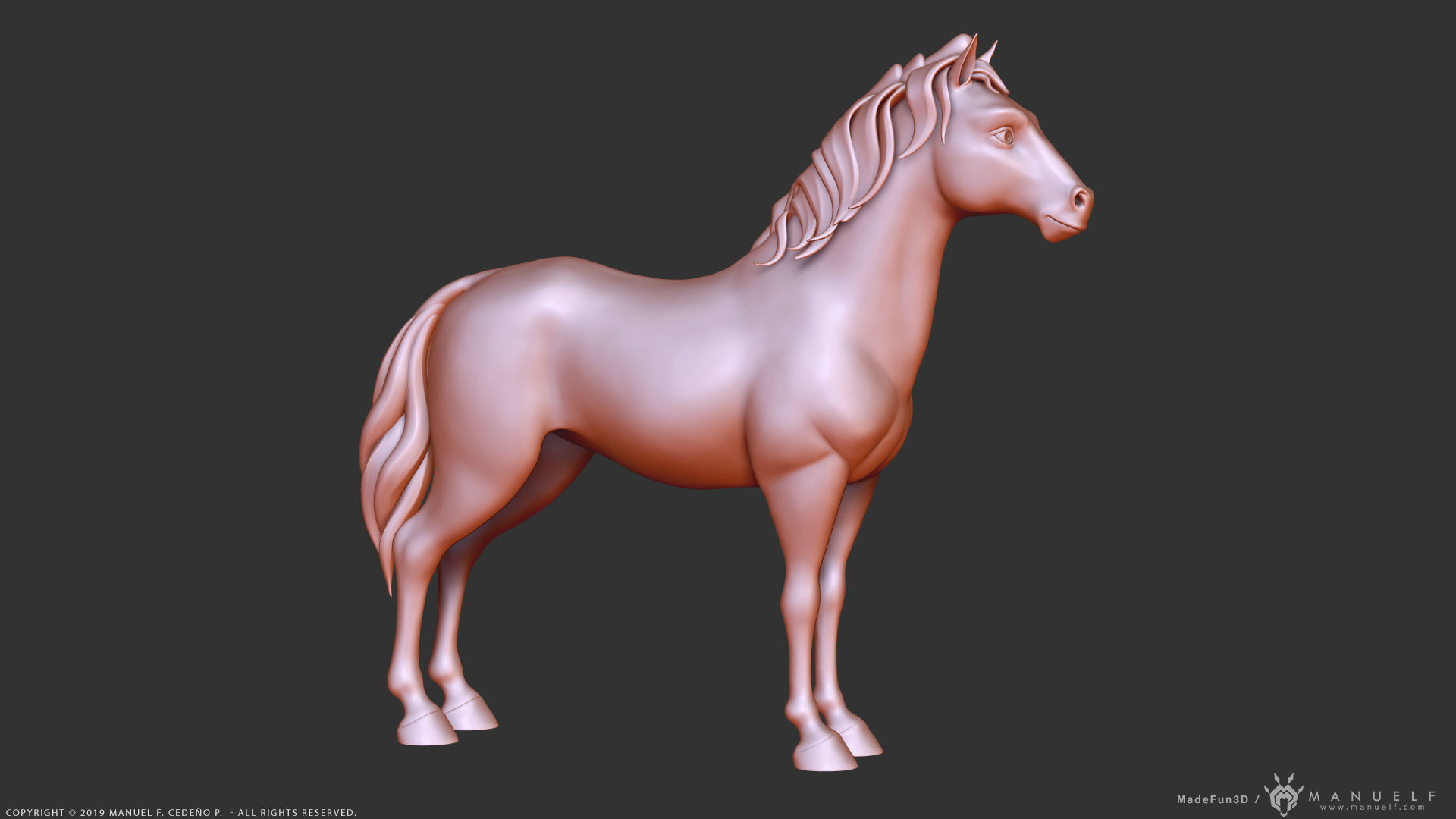 Stylized Cartoon Horse Low-poly 3D model_28