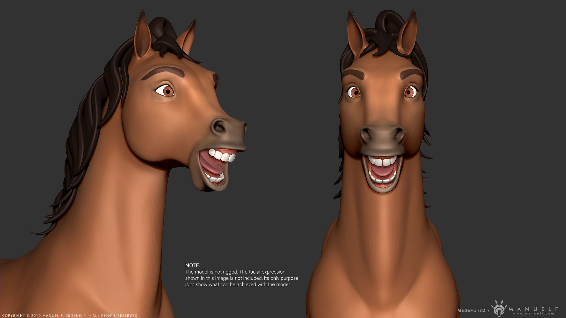 Stylized Cartoon Horse Low-poly 3D model_13