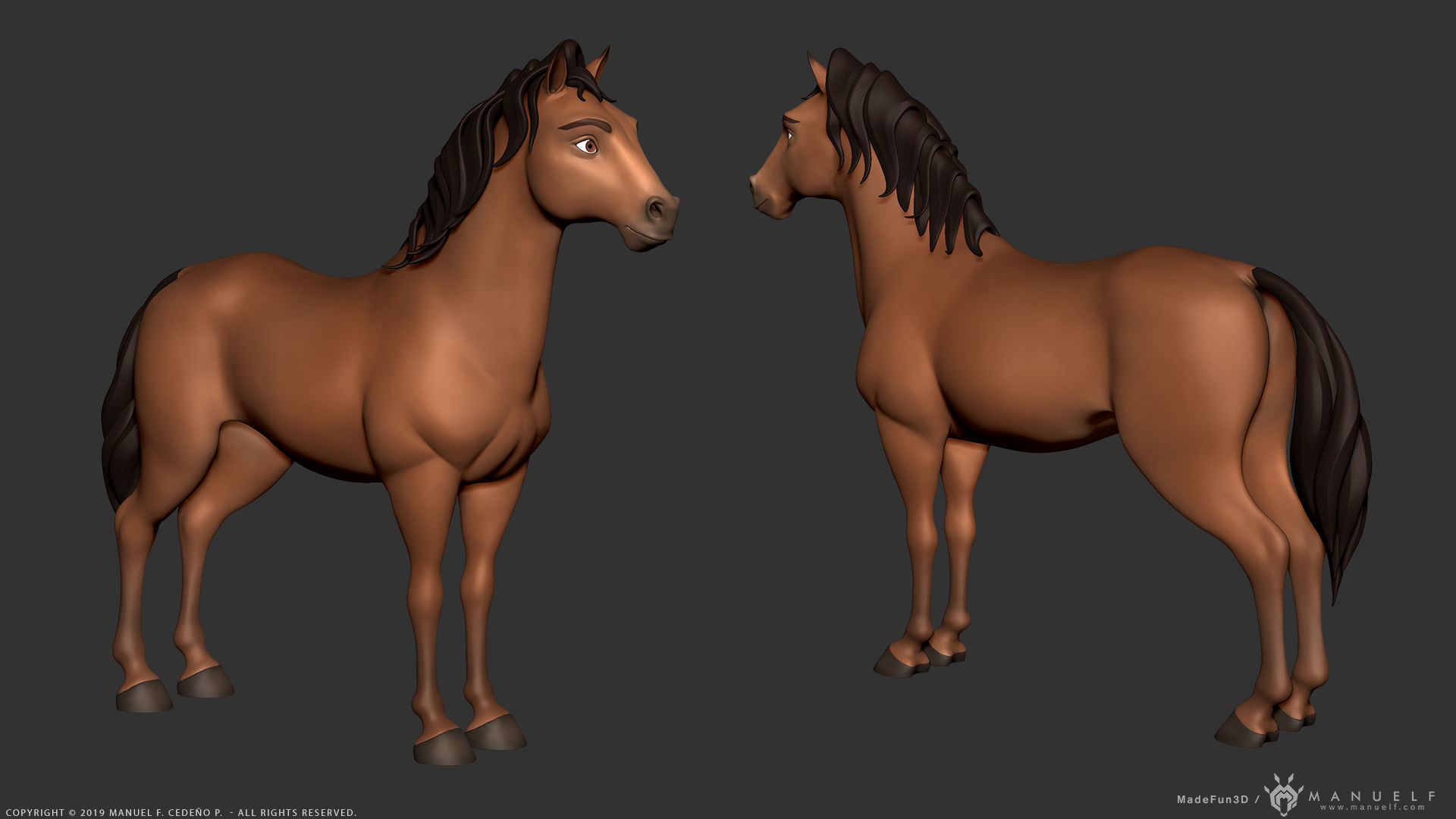 Stylized Cartoon Horse Low-poly 3D model_4