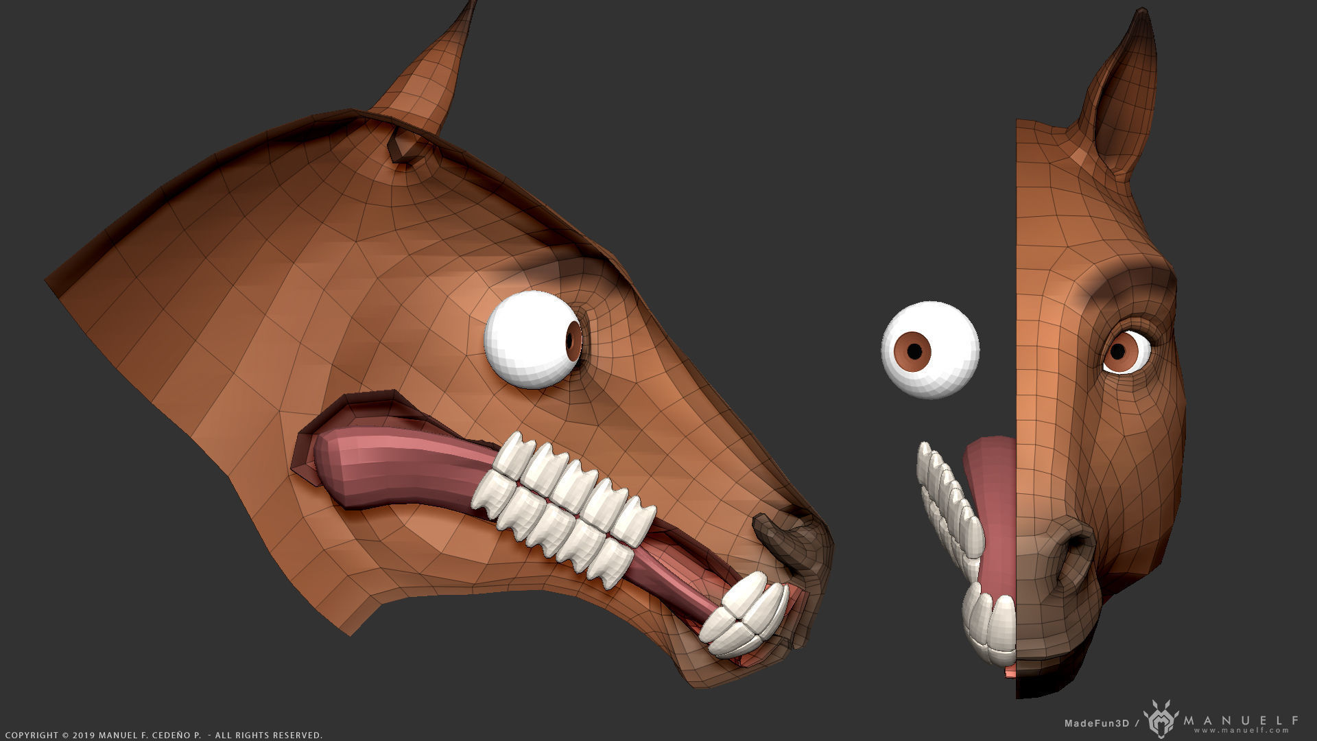 Stylized Cartoon Horse Low-poly 3D model_12
