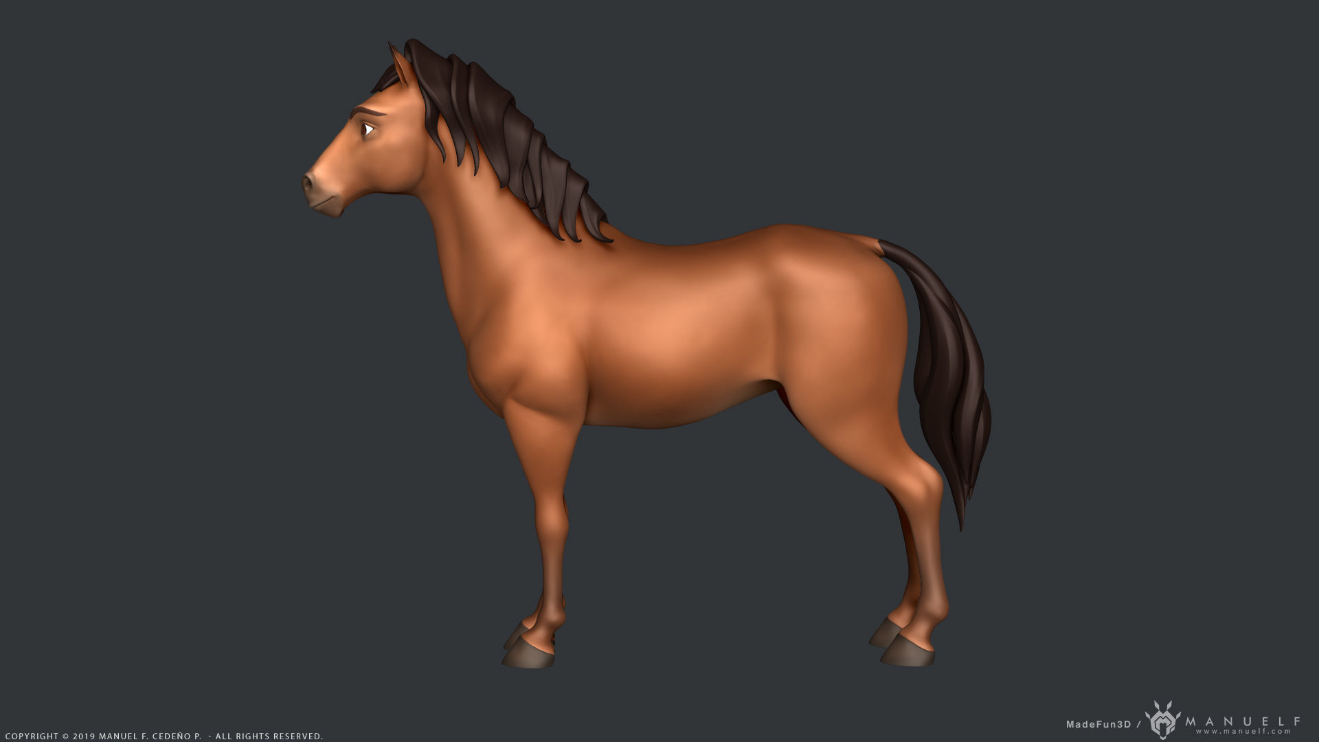 Stylized Cartoon Horse Low-poly 3D model_3