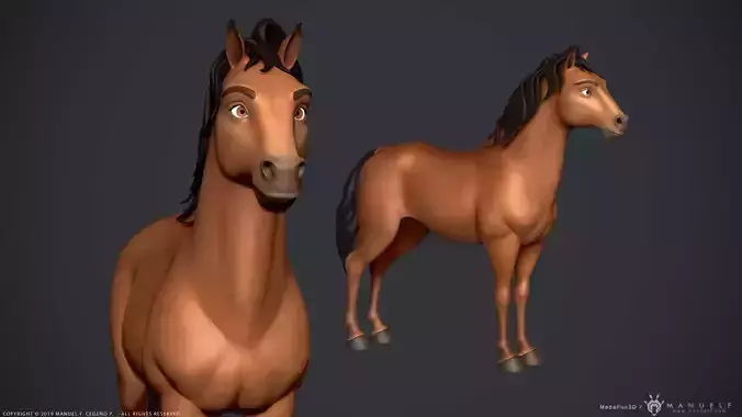 Stylized Cartoon Horse Low-poly 3D model