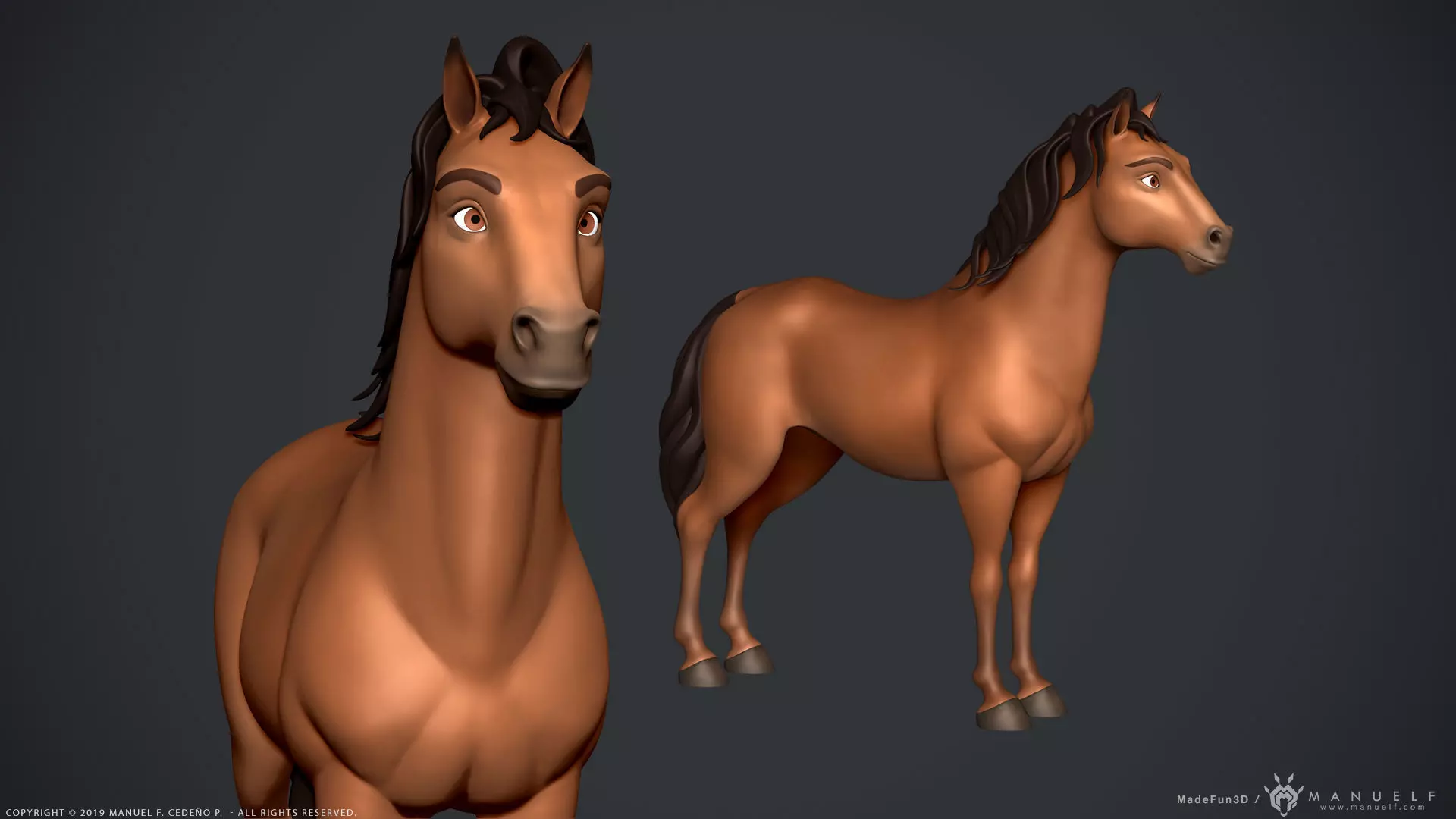 Stylized Cartoon Horse Low-poly 3D model_0