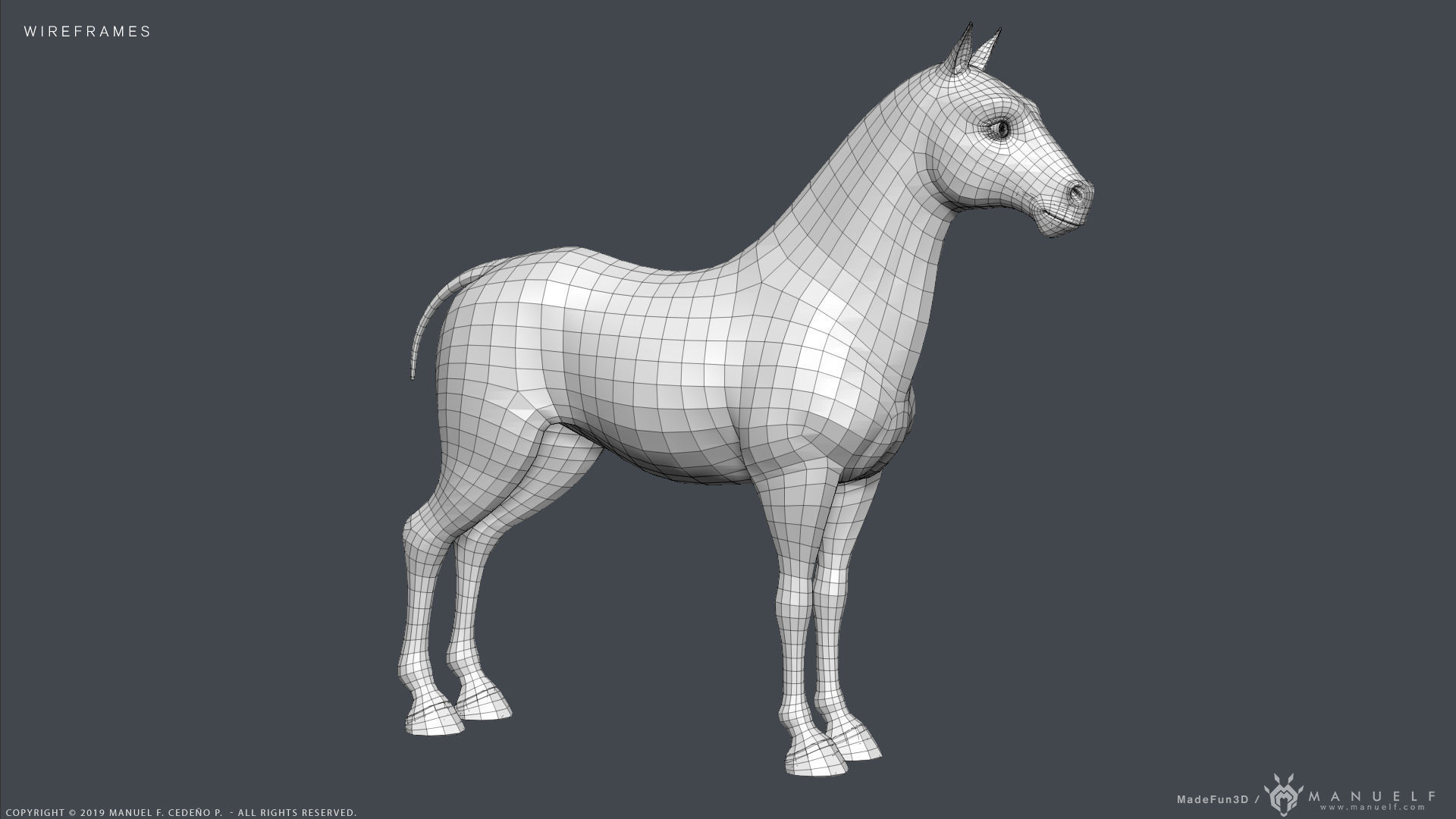 Stylized Cartoon Horse Low-poly 3D model_15