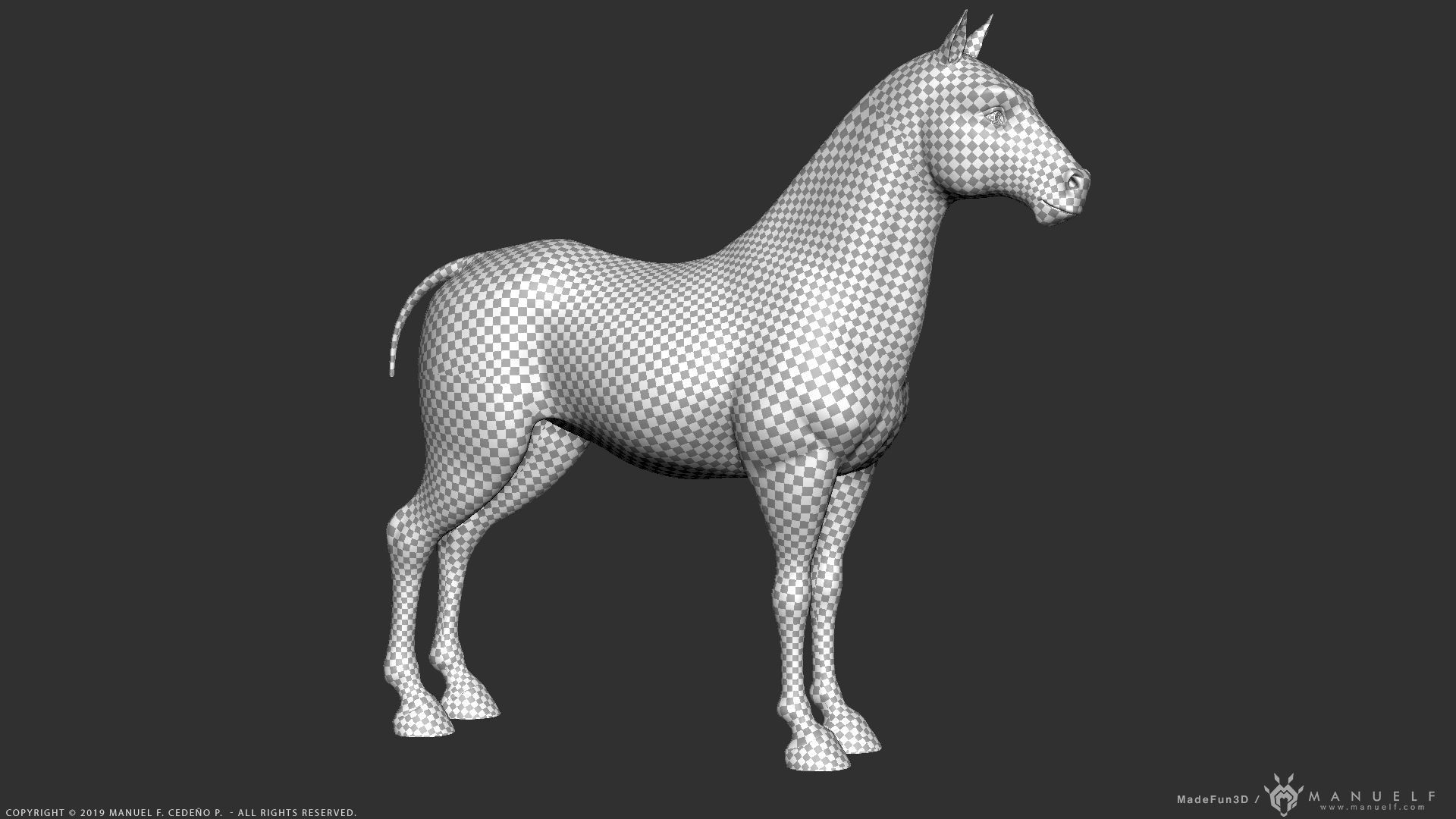 Stylized Cartoon Horse Low-poly 3D model_27