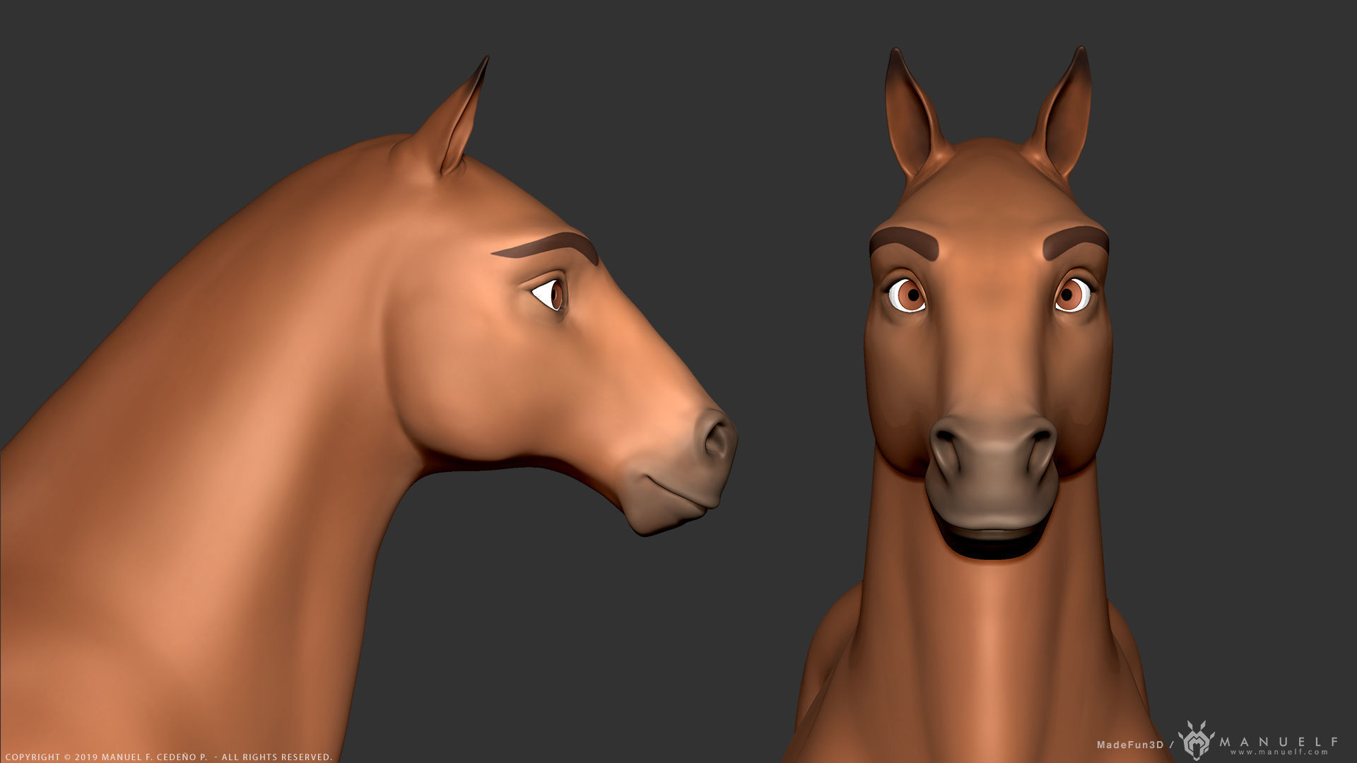 Stylized Cartoon Horse Low-poly 3D model_11