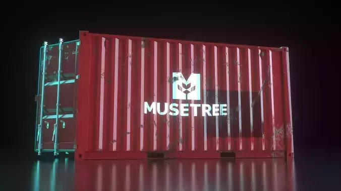Shipping Container 16foot Rigged Low-poly 3D model