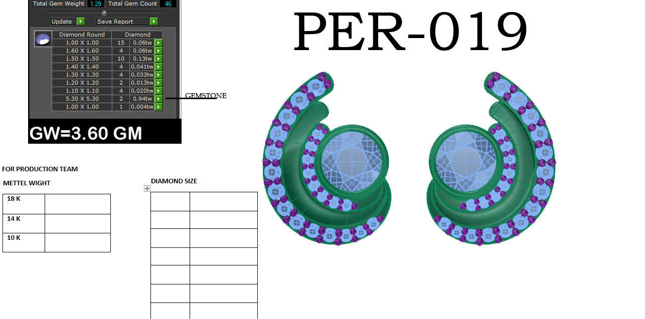 Women earrings 3dm render detail 3D print model 3D print model_5