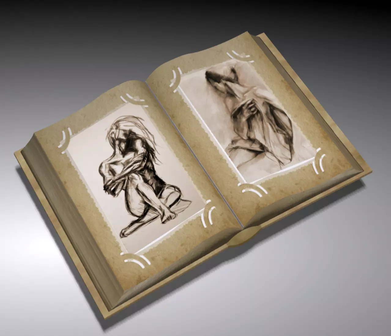 Vintage photo album Low-poly 3D model