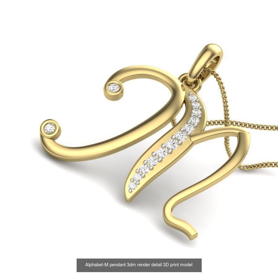 26 Alphabet letter Pendant 3dm model render details bulk 3D Model Collection_8
