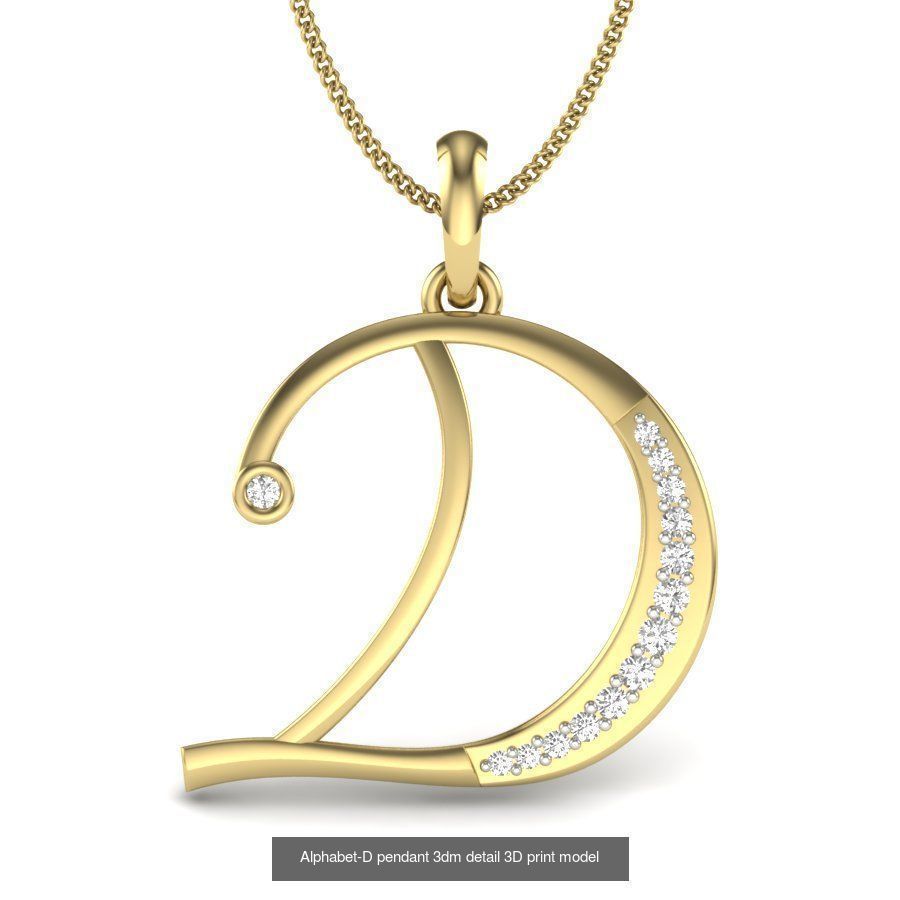 26 Alphabet letter Pendant 3dm model render details bulk 3D Model Collection_22