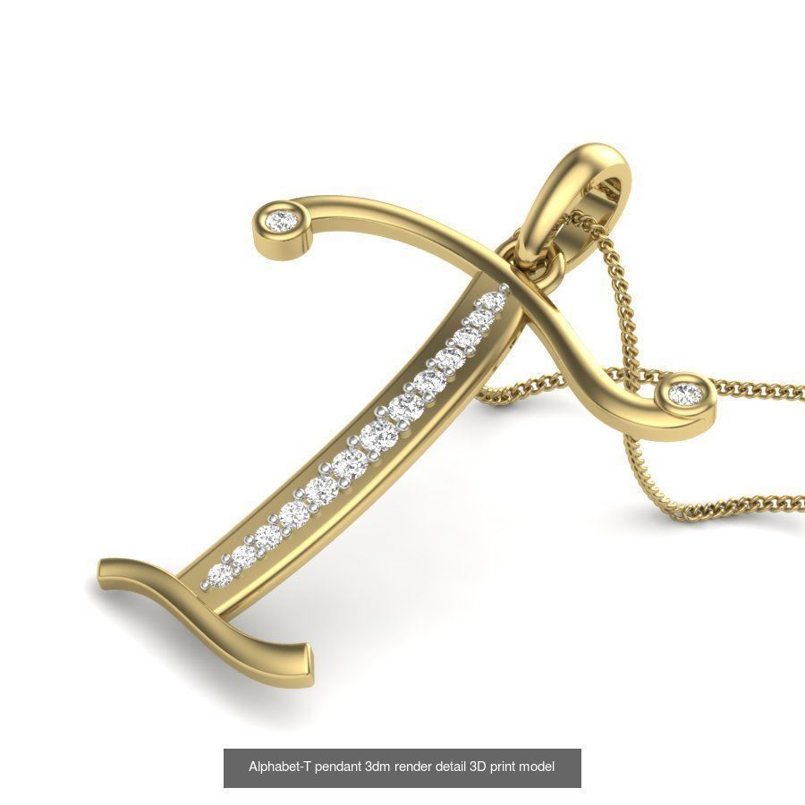 26 Alphabet letter Pendant 3dm model render details bulk 3D Model Collection_14