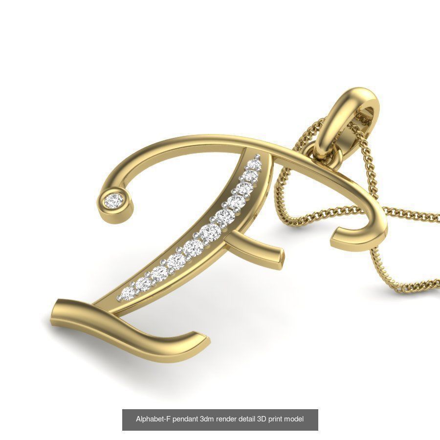 26 Alphabet letter Pendant 3dm model render details bulk 3D Model Collection_4