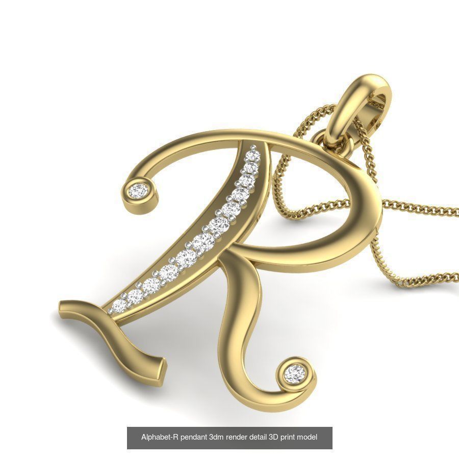26 Alphabet letter Pendant 3dm model render details bulk 3D Model Collection_13