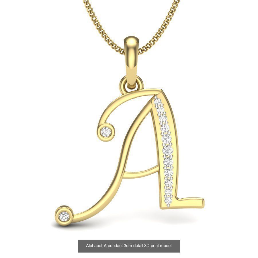 26 Alphabet letter Pendant 3dm model render details bulk 3D Model Collection_21