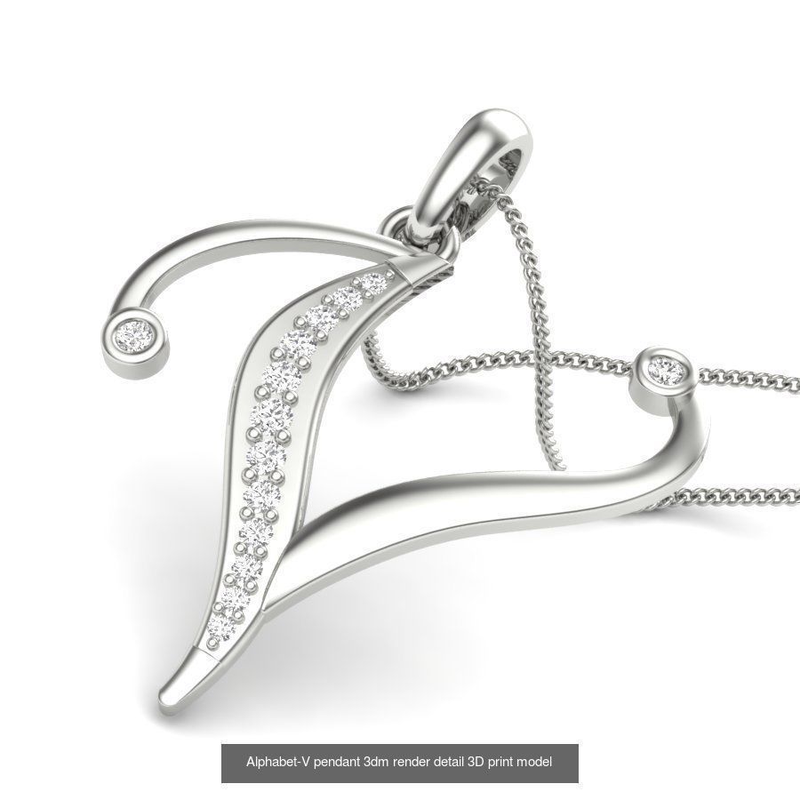 26 Alphabet letter Pendant 3dm model render details bulk 3D Model Collection_16