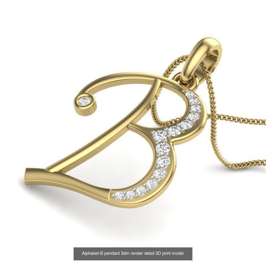26 Alphabet letter Pendant 3dm model render details bulk 3D Model Collection_1