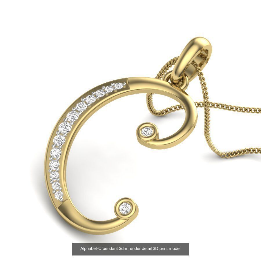 26 Alphabet letter Pendant 3dm model render details bulk 3D Model Collection_2