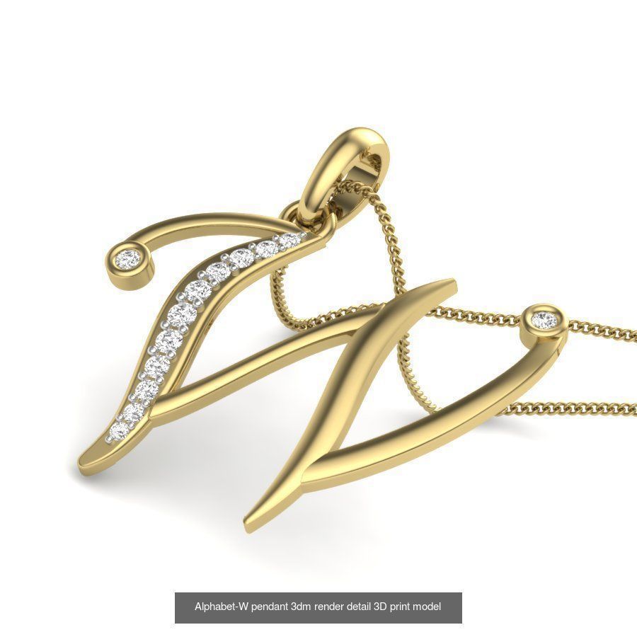 26 Alphabet letter Pendant 3dm model render details bulk 3D Model Collection_17