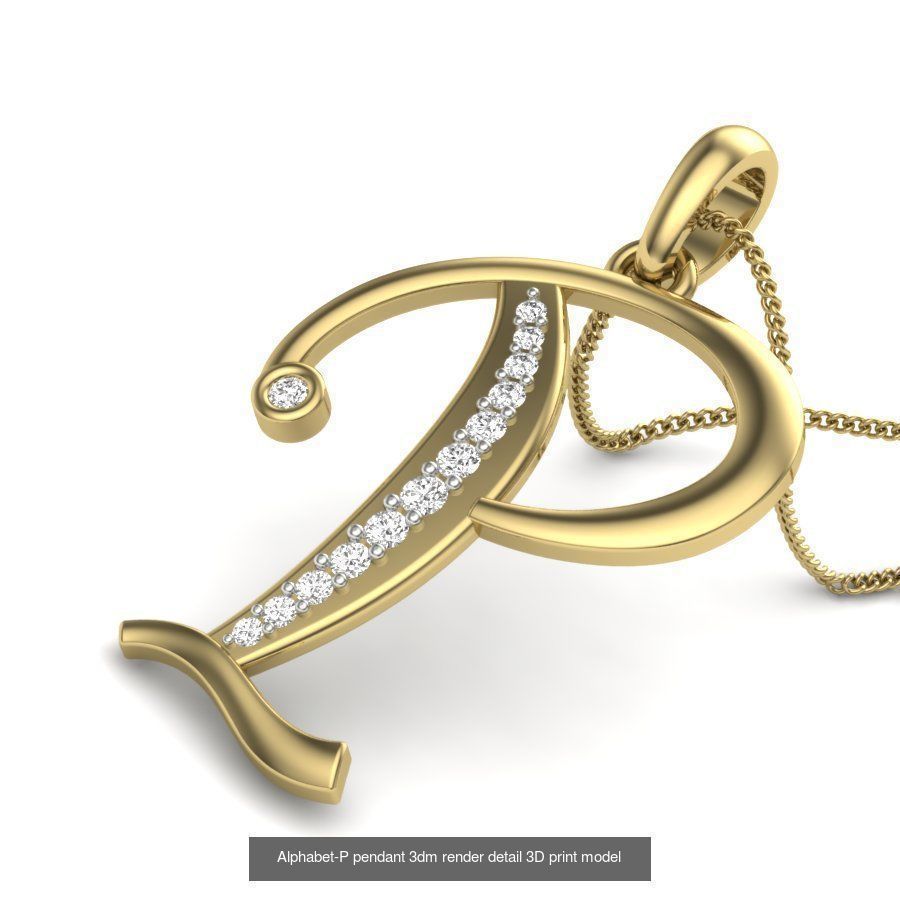 26 Alphabet letter Pendant 3dm model render details bulk 3D Model Collection_11