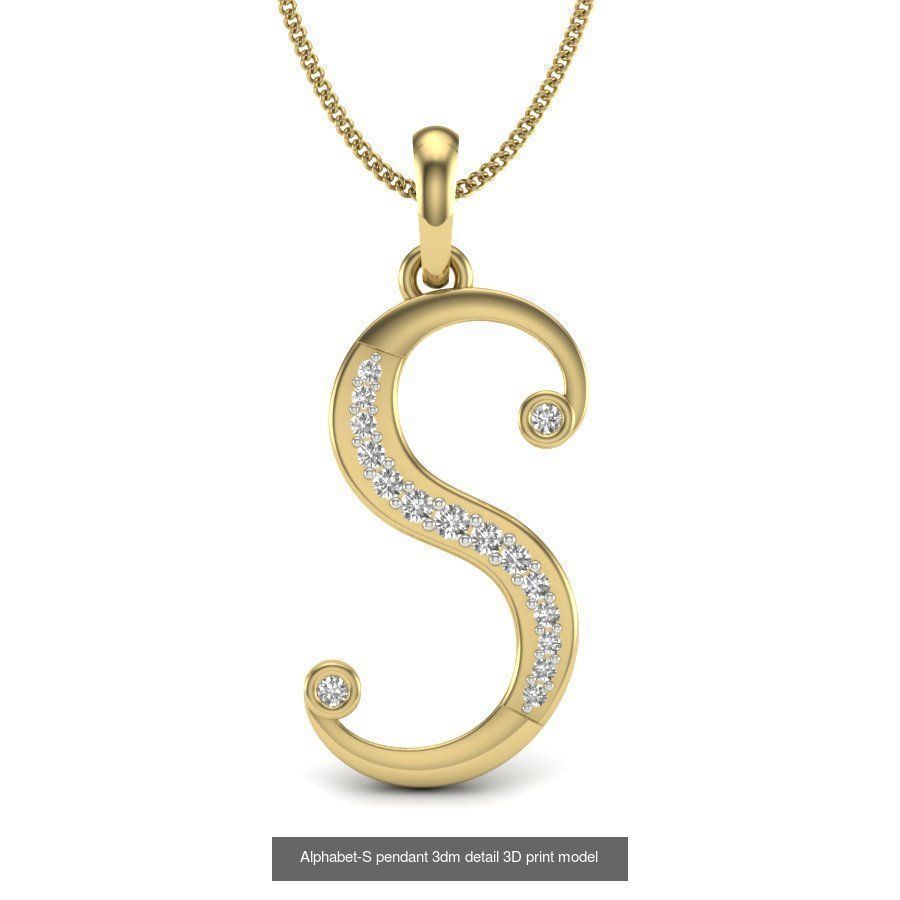 26 Alphabet letter Pendant 3dm model render details bulk 3D Model Collection_26