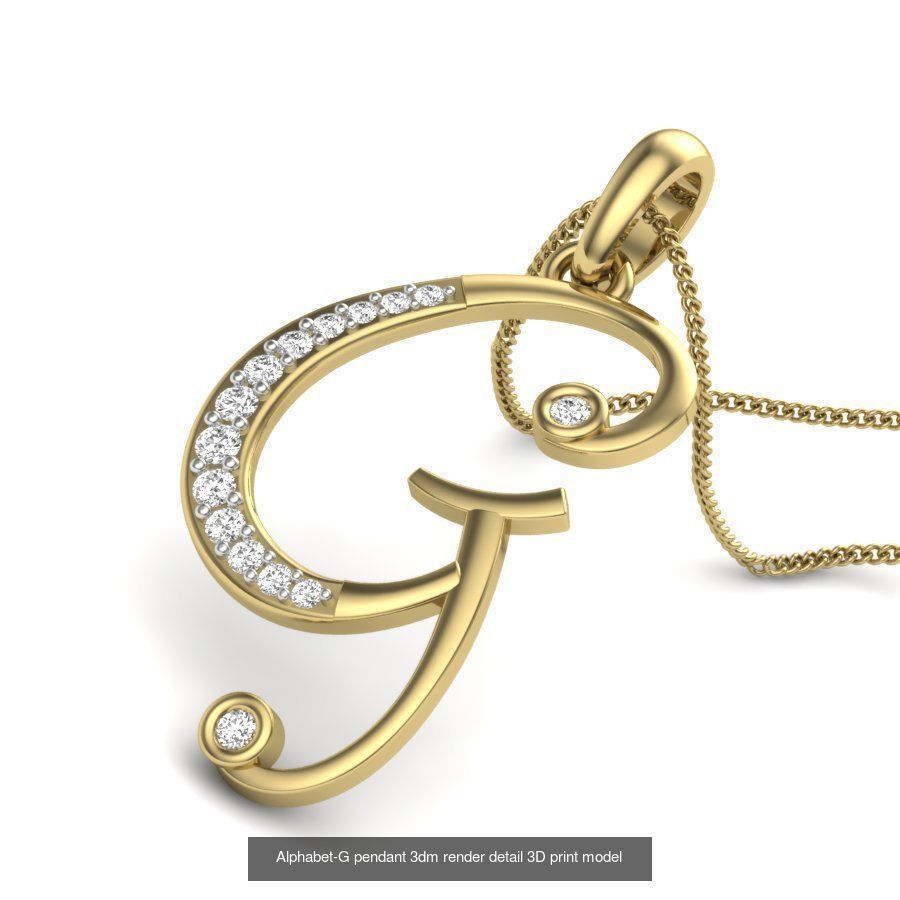 26 Alphabet letter Pendant 3dm model render details bulk 3D Model Collection_5