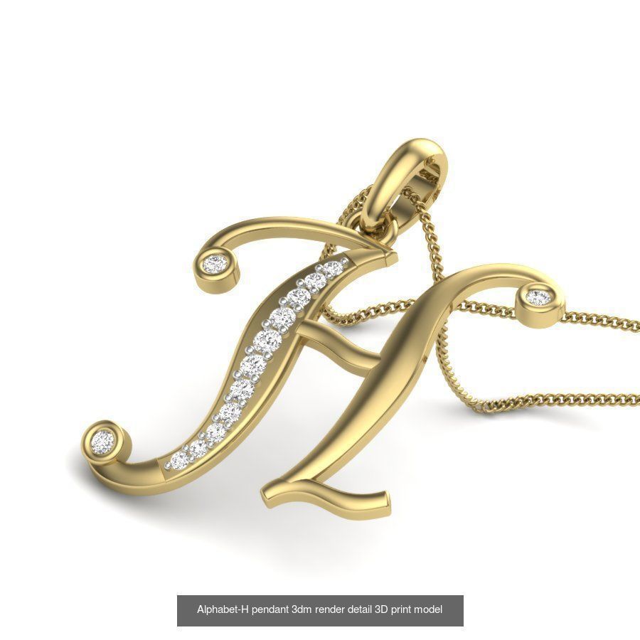 26 Alphabet letter Pendant 3dm model render details bulk 3D Model Collection_6