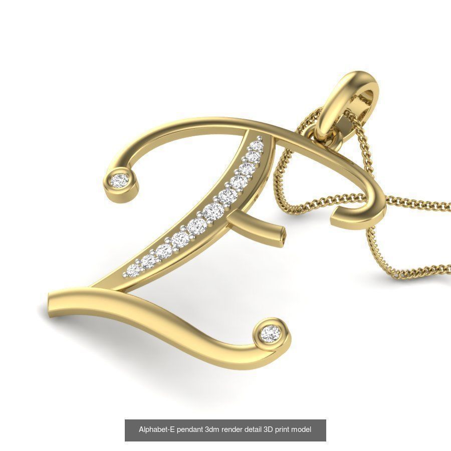 26 Alphabet letter Pendant 3dm model render details bulk 3D Model Collection_3