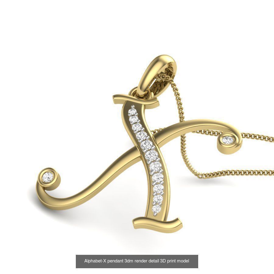 26 Alphabet letter Pendant 3dm model render details bulk 3D Model Collection_18
