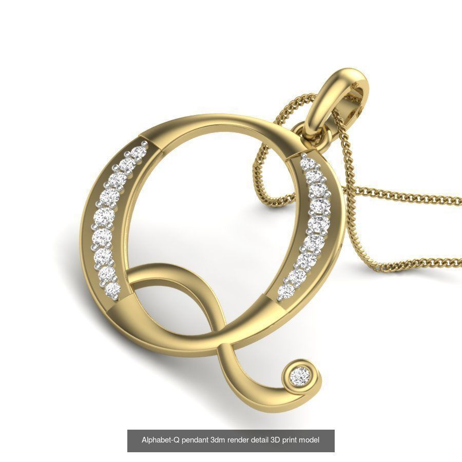 26 Alphabet letter Pendant 3dm model render details bulk 3D Model Collection_12