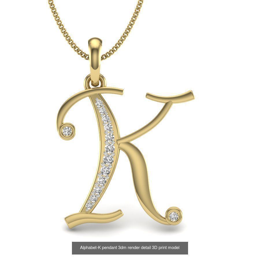 26 Alphabet letter Pendant 3dm model render details bulk 3D Model Collection_25