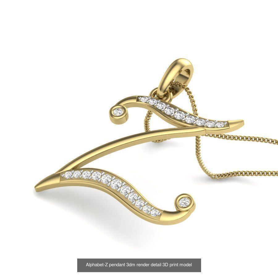 26 Alphabet letter Pendant 3dm model render details bulk 3D Model Collection_20