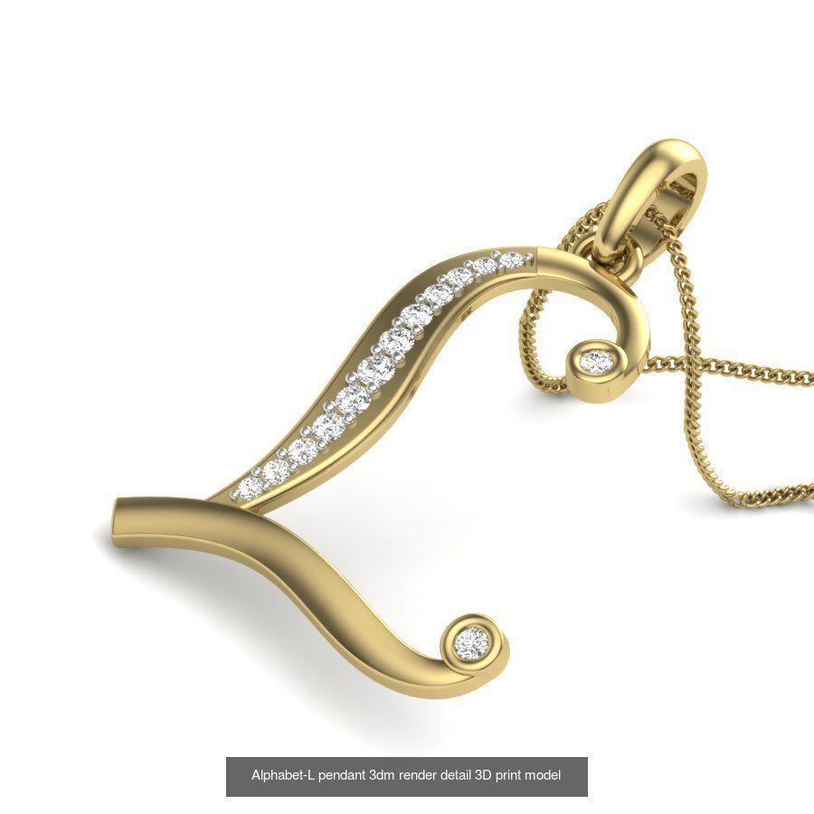 26 Alphabet letter Pendant 3dm model render details bulk 3D Model Collection_7