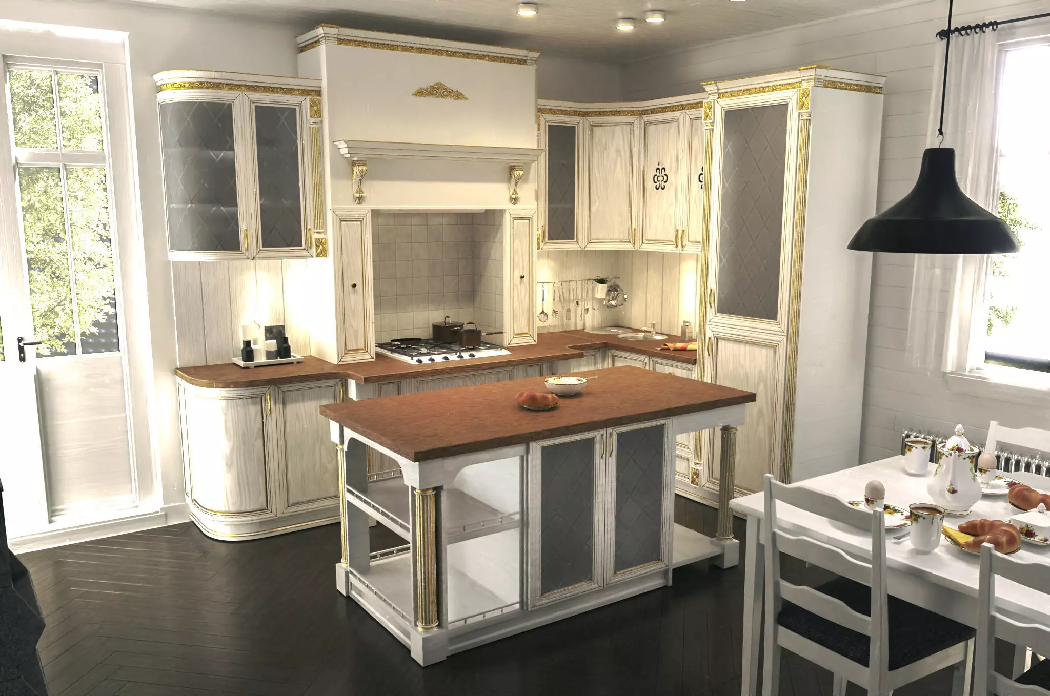 Classic Kitchen interior 3D model_0