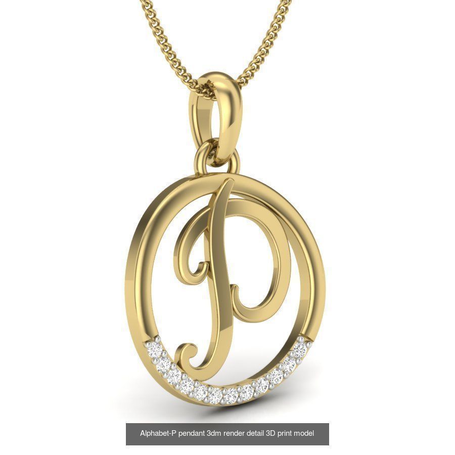 24 alphabets letter pendant 3dm render bulk 3D Model Collection_23