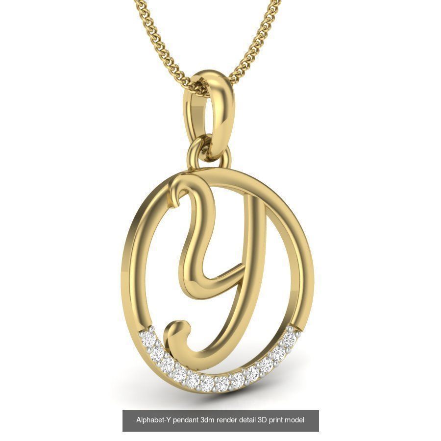 24 alphabets letter pendant 3dm render bulk 3D Model Collection_15
