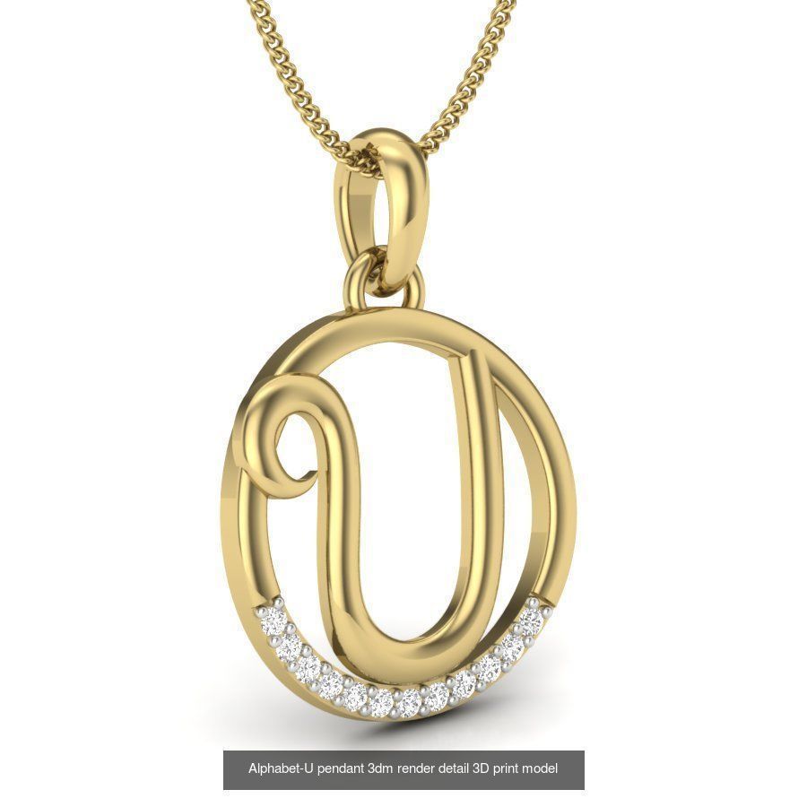 24 alphabets letter pendant 3dm render bulk 3D Model Collection_18