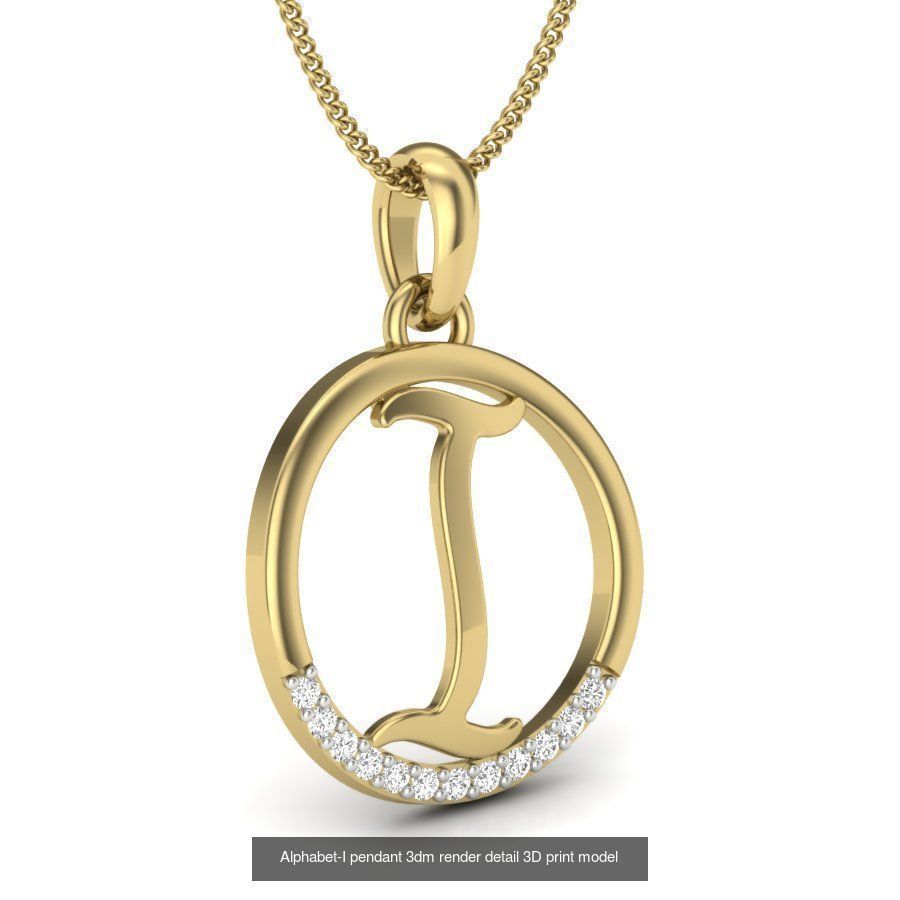 24 alphabets letter pendant 3dm render bulk 3D Model Collection_17