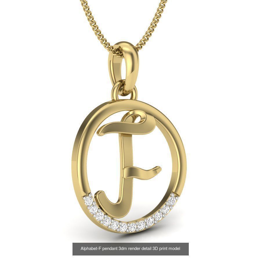 24 alphabets letter pendant 3dm render bulk 3D Model Collection_12